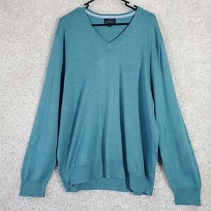Brooks Brothers Men V-Neck Sweater Size Large Stretch Pullover Office Golf READ